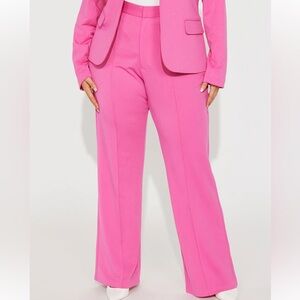 Classic High-Waist Wide-Leg Pants - Pink